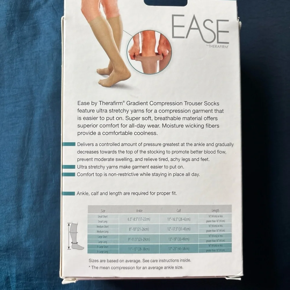 Ease Black Dress Socks for Men 20-30 mmHg size medium long NEW - Picture 4 of 7